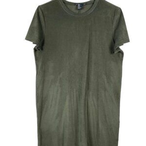 Forever 21 Faux Suede Mini Shift Dress Sz Medium Green